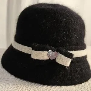 Chic Black and Cream Hat with Bow Accent Vintage Royal Road Trading Co Nautical Straw Sun Hat, Updo  main image 2